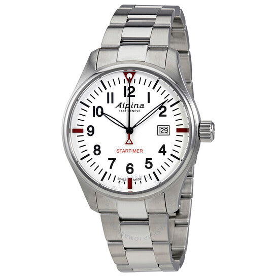 Alpina, Startimer Pilot White Dial Stainless Steel Men's Watch