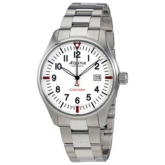 Alpina, Startimer Pilot White Dial Stainless Steel Men's Watch