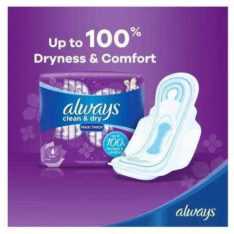 Always Clean & Dry Thick Large Sanitary 30 Pads