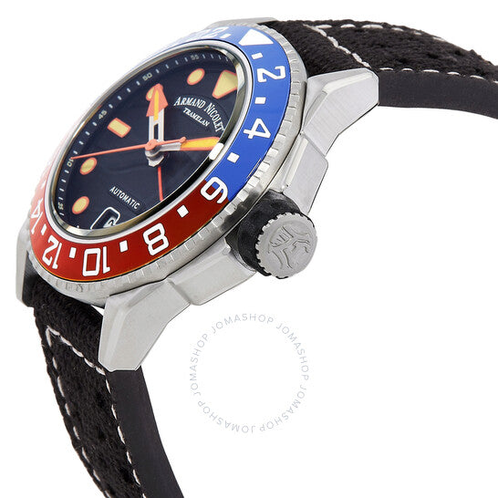 ساعة أرماند نيكوليت JSH GMT أوتوماتيكية للرجال بمينا أسود