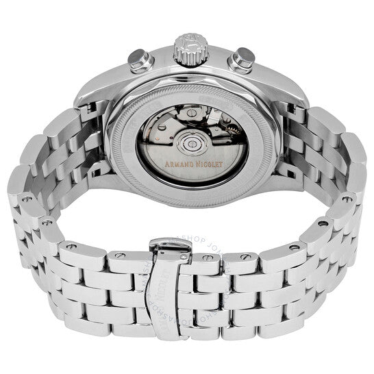 ساعة أرماند نيكوليت MH2 كرونوغراف أوتوماتيكية للرجال بمينا فضي