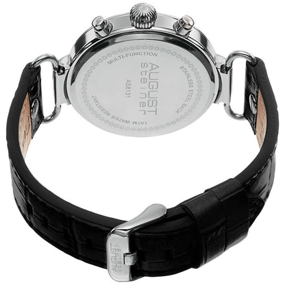 Black Dial Black Leather Men's Watch