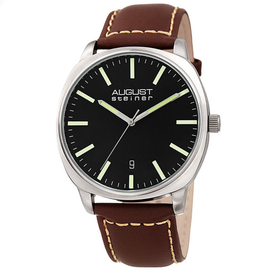 Black Dial Brown Leather Men's Watch