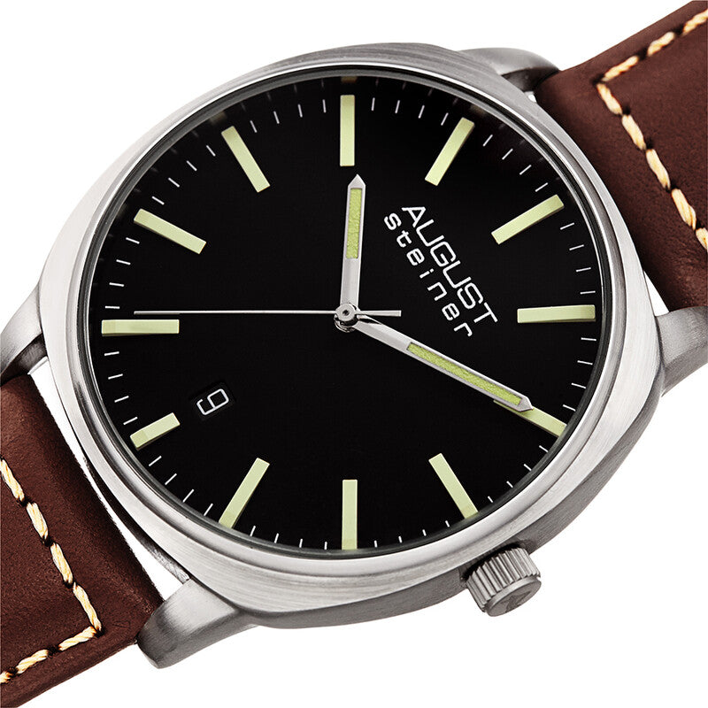 Black Dial Brown Leather Men's Watch