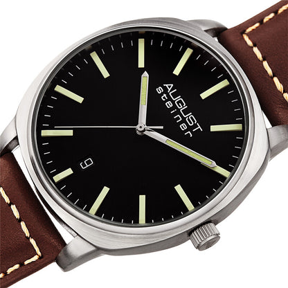 Black Dial Brown Leather Men's Watch