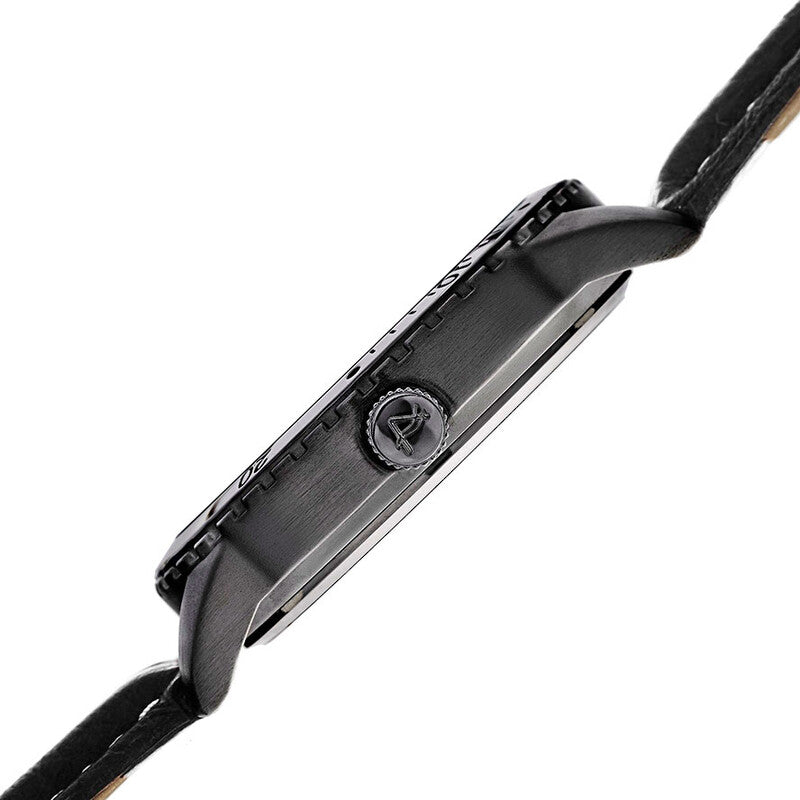 Black Dial Black Leather Men's Watch