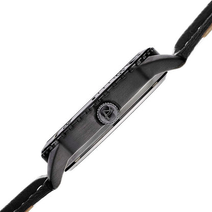 Black Dial Black Leather Men's Watch
