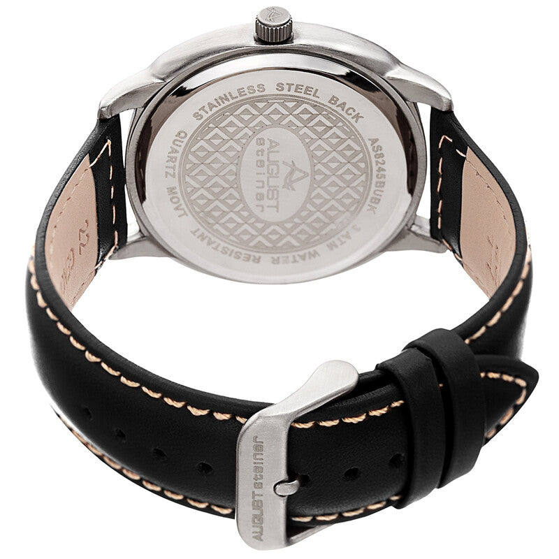 Blue Dial Black Leather Men's Watch