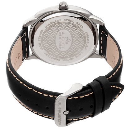 Blue Dial Black Leather Men's Watch