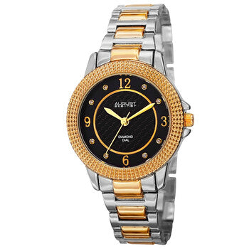 Diamond Black Dial Two-tone Ladies Watch