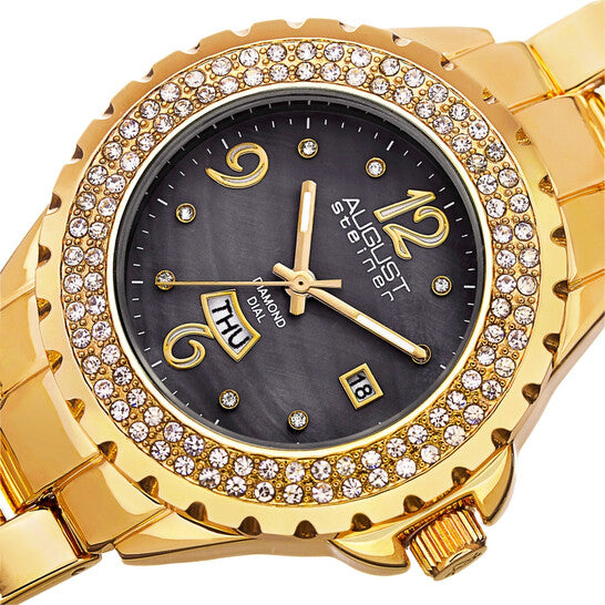 Quartz Diamond Grey Dial Ladies Watch