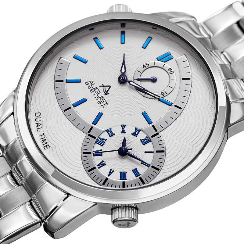 Dual Time Quartz White Dial Men's Watch