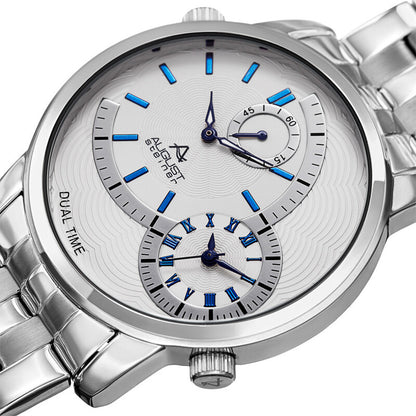 Dual Time Quartz White Dial Men's Watch