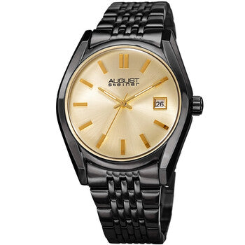 Quartz Gold Dial Black-plated Ladies Watch