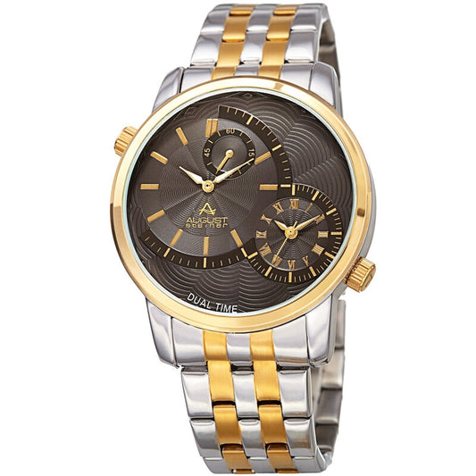 Quartz Dual Time Grey Dial Two-tone Men's Watch