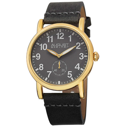 Grey Black Leather Ladies Watch