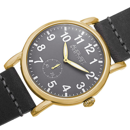 Grey Black Leather Ladies Watch