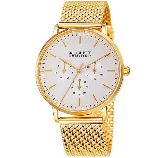 Mesh Bracelet White Dial Men's Watch