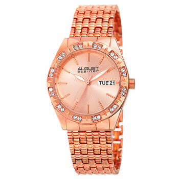Quartz Crystal Rose Dial Ladies Watch