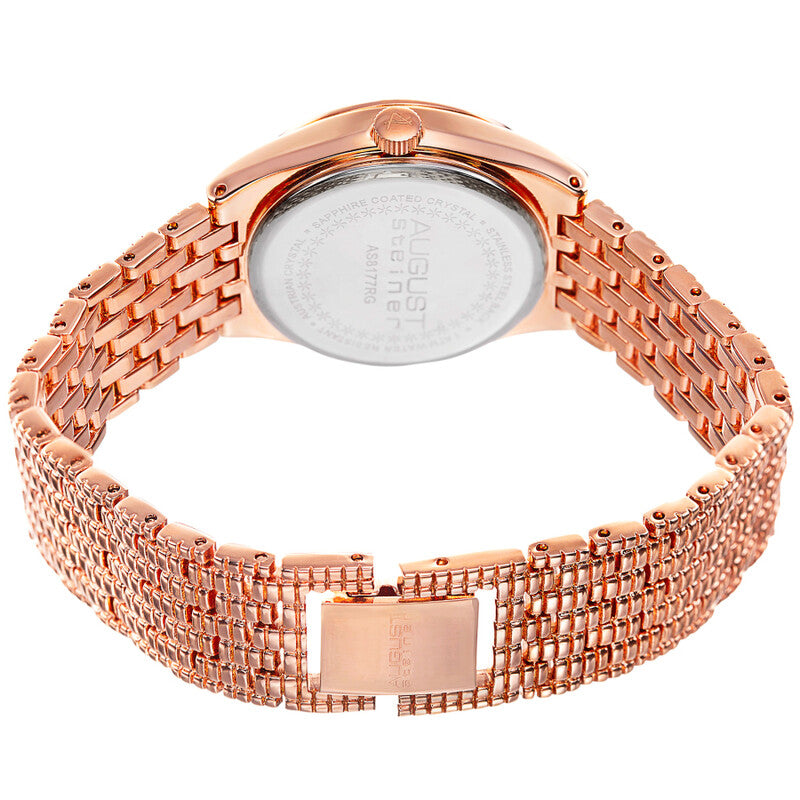 Quartz Crystal Rose Dial Ladies Watch