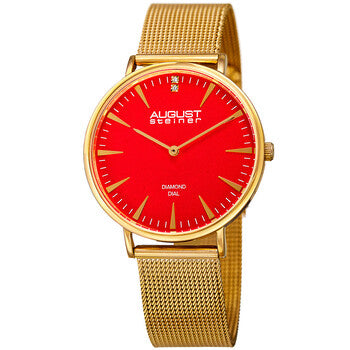 Quartz Diamond Orange Dial Ladies Watch