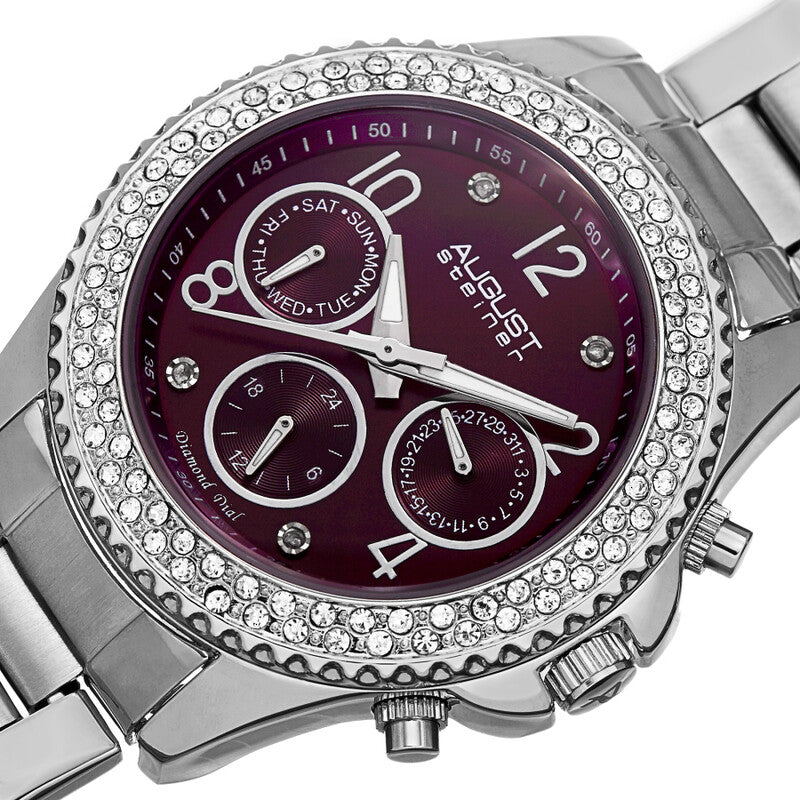 Quartz Diamond Purple Dial Ladies Watch