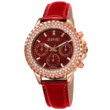 Quartz Diamond Red Dial Ladies Watch