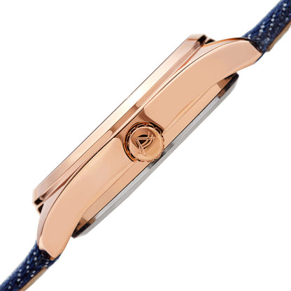 Quartz White Dial Blue Denim Ladies Watch