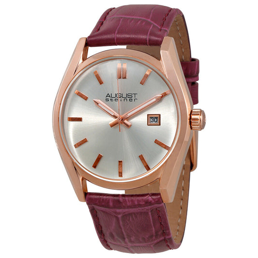 Silver Dial Purple Leather Ladies Watch