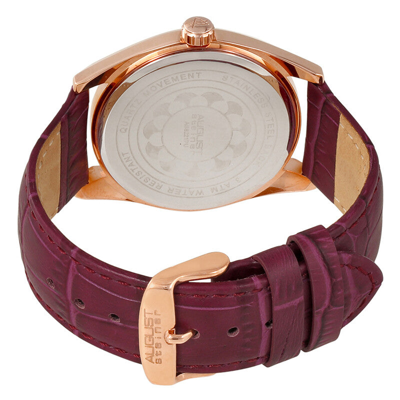 Silver Dial Purple Leather Ladies Watch
