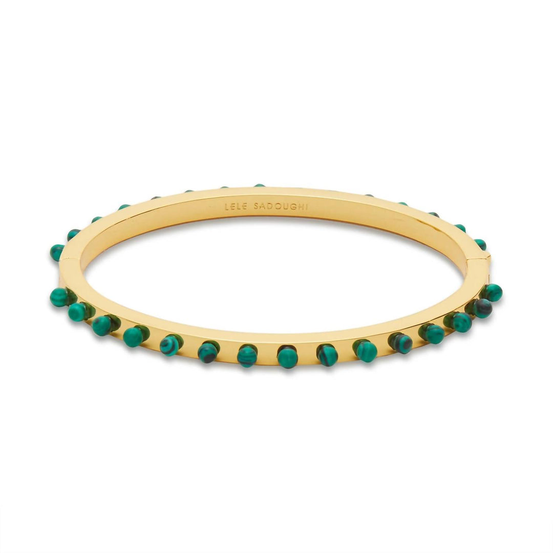 women's hinge bangle in malachite