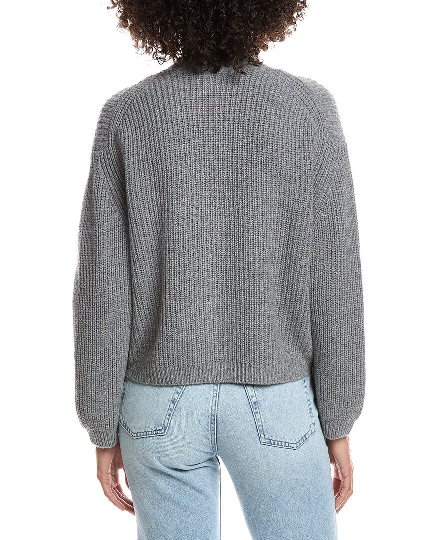 wool & cashmere-blend short rib v-neck button cardigan