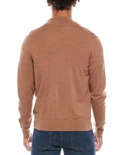 merino wool zip mock neck cardigan