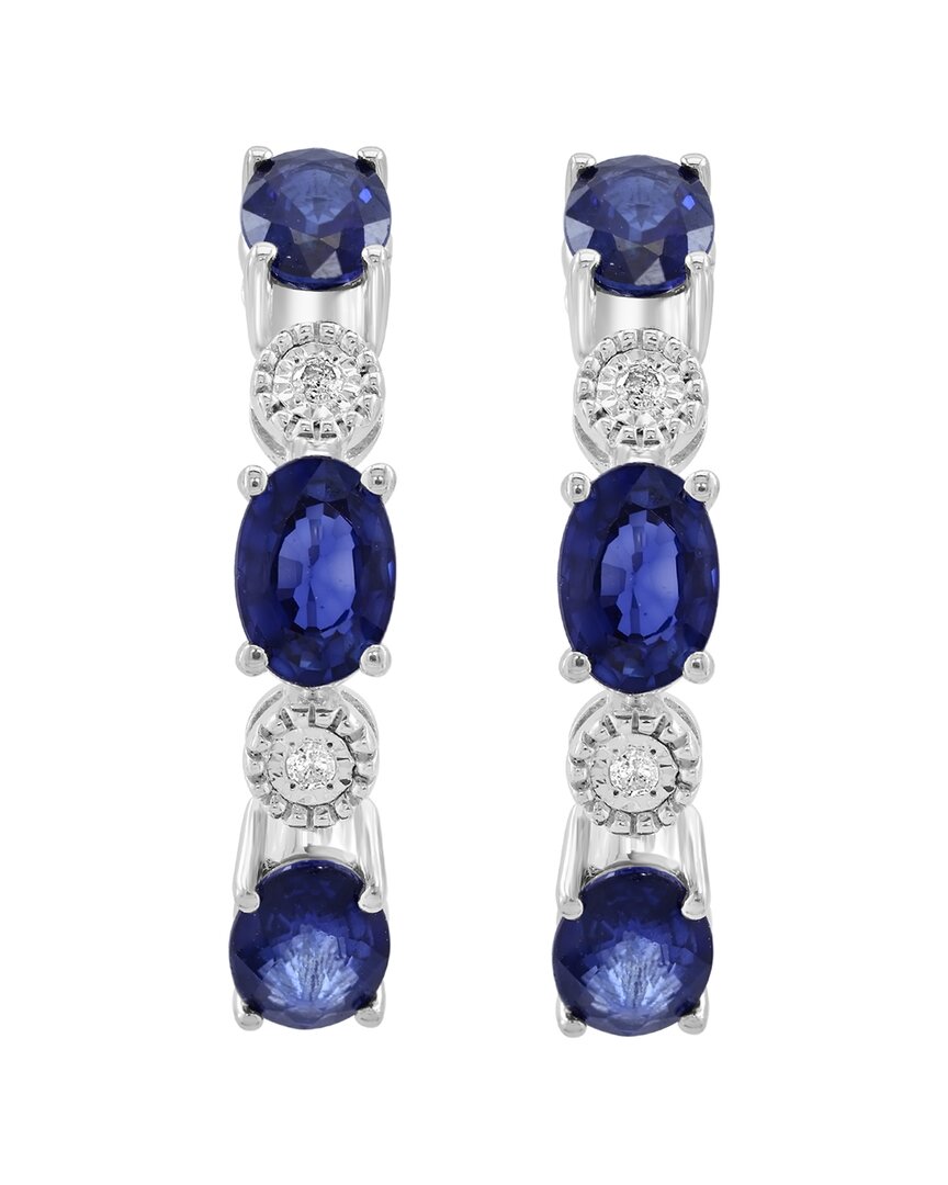 silver 3.46 ct. tw. diamond & sapphire earrings