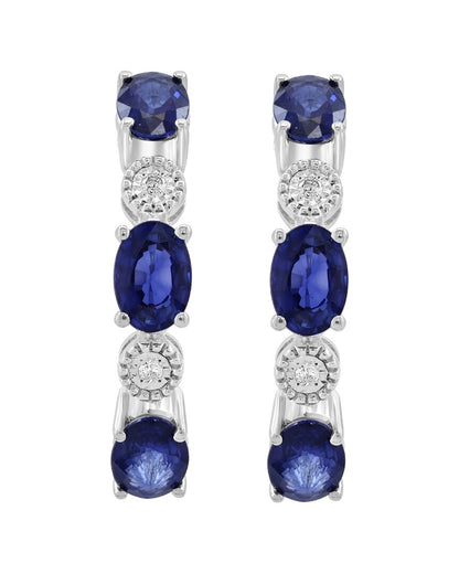 silver 3.46 ct. tw. diamond & sapphire earrings