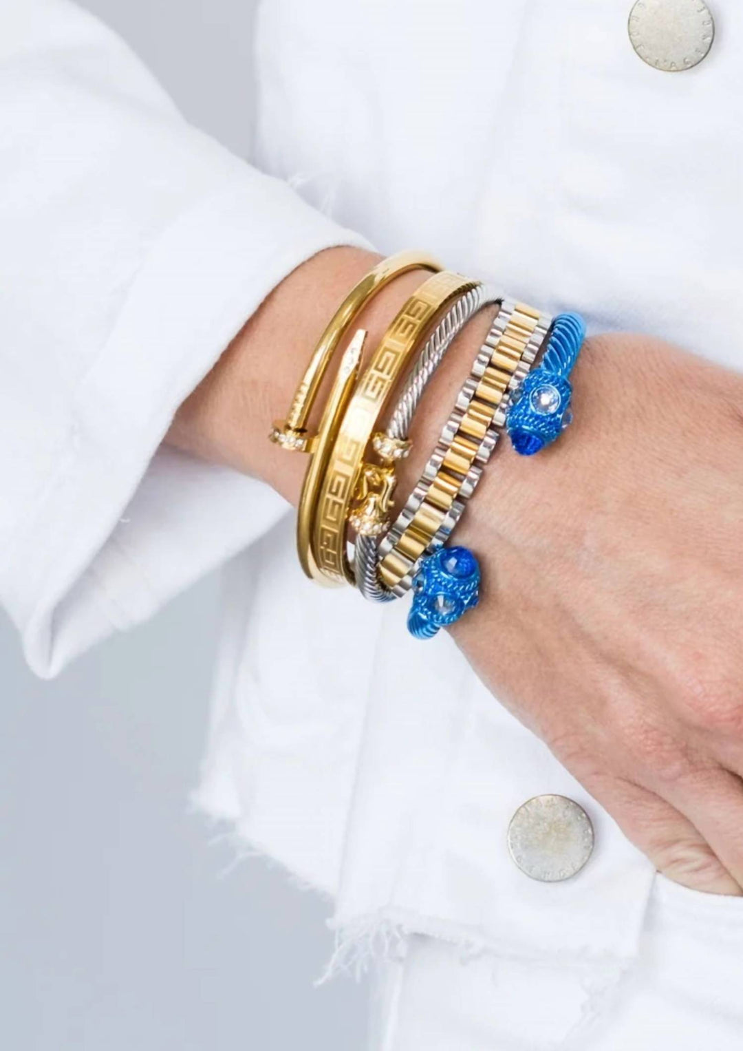 women's colored rope bangles in blue
