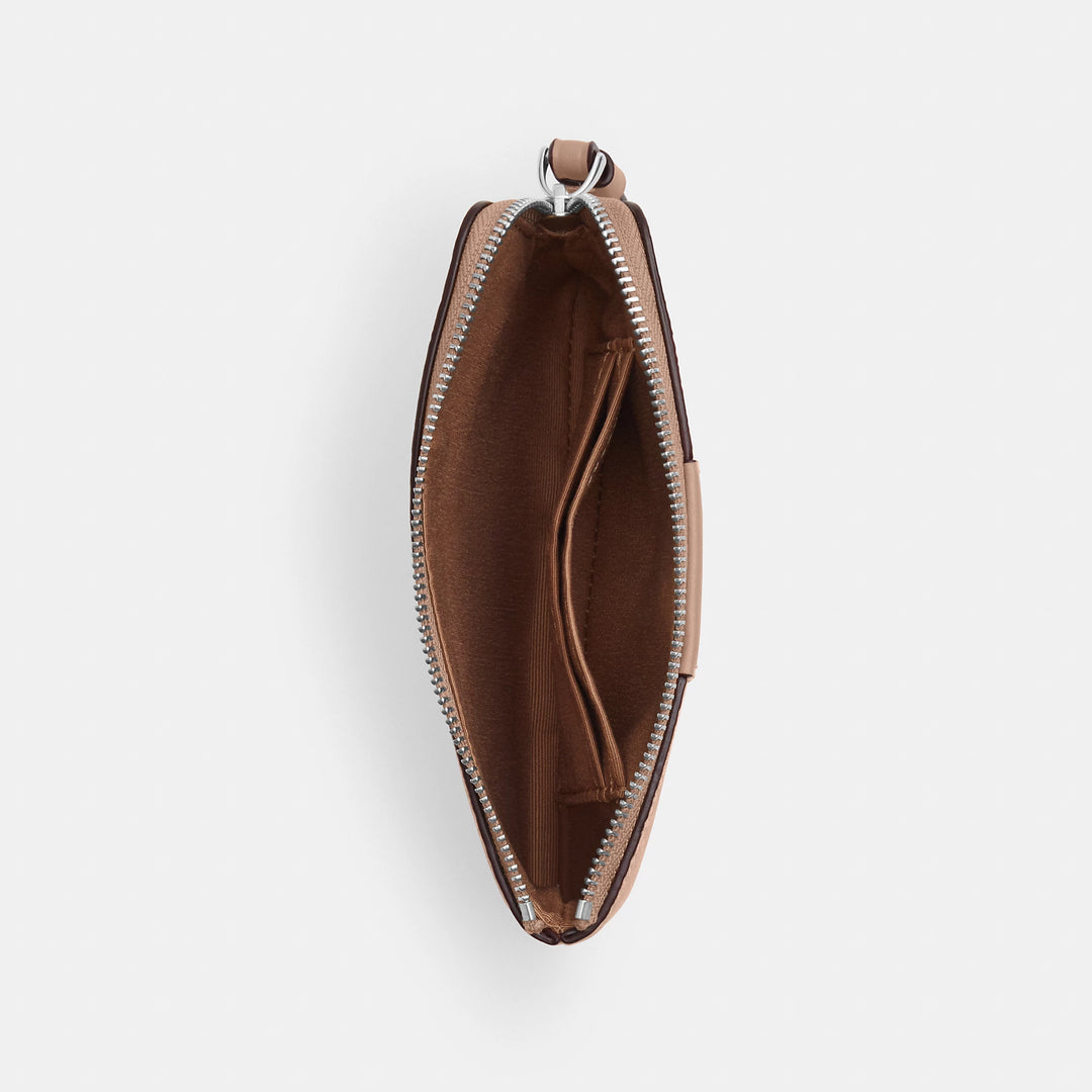 corner zip wristlet in signature canvas with stripe