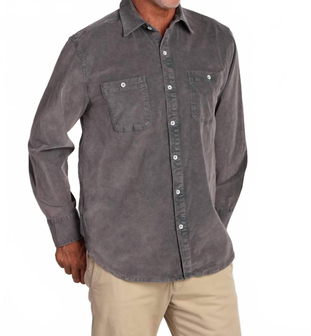 cozy cut cord work shirt in carbon