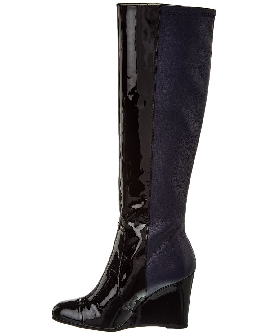 milla city wedge patent & leather knee-high boot