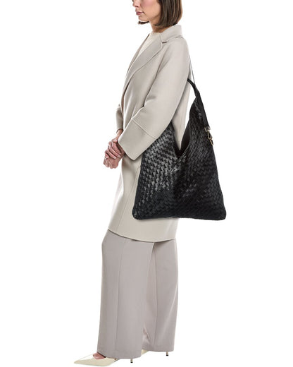 maisie hand woven leather hobo