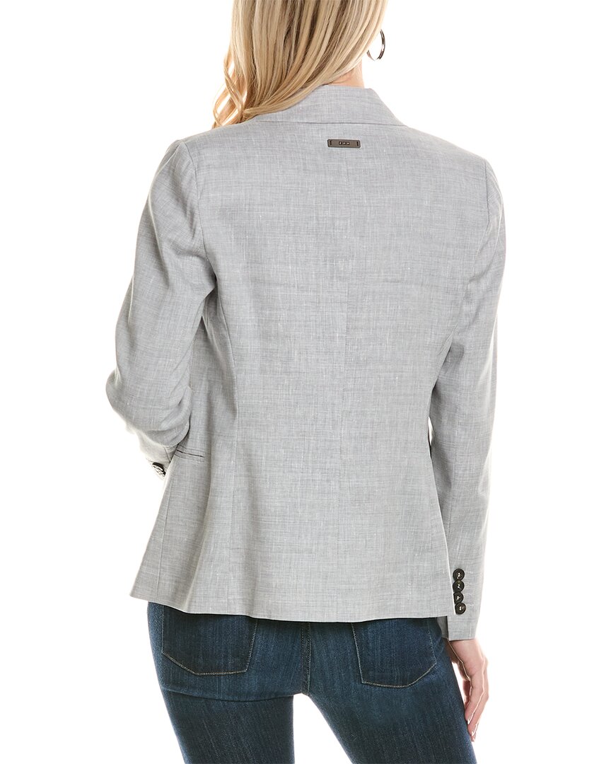 double-breasted wool & linen-blend jacket