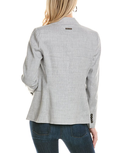 double-breasted wool & linen-blend jacket