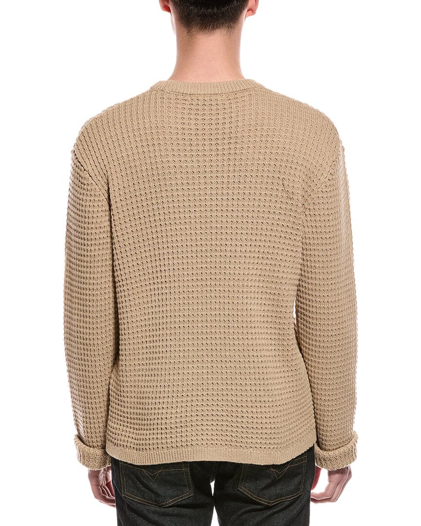 waffle knit wool-blend crewneck sweater
