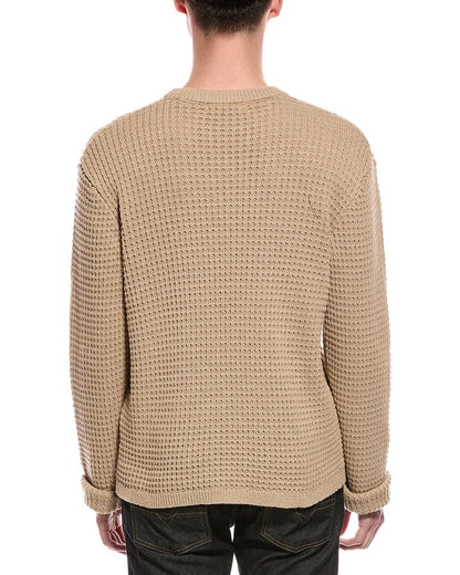 waffle knit wool-blend crewneck sweater