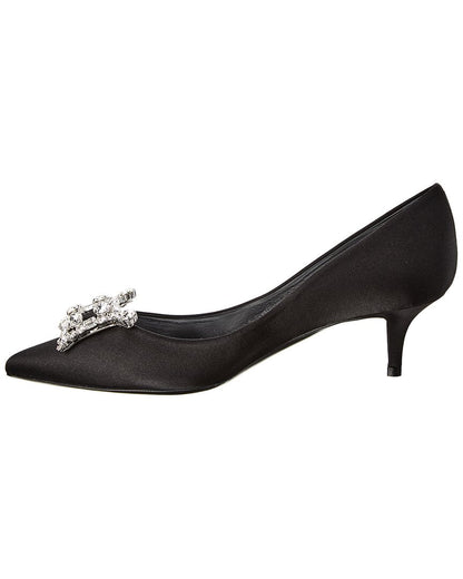 embellished satin pump