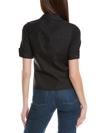 ribbed mix media polo shirt