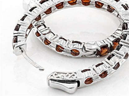 women's garnet inside outside hoops in silver
