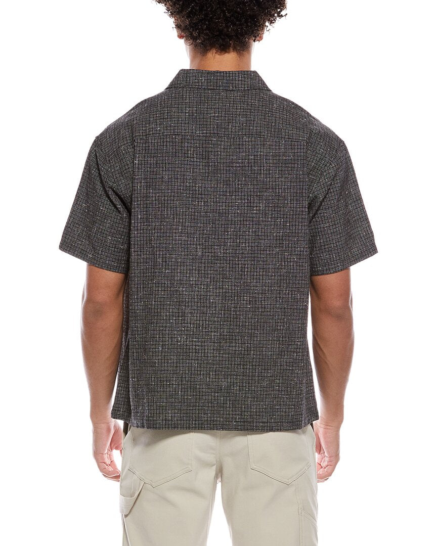 frame linen-blend textured shirt