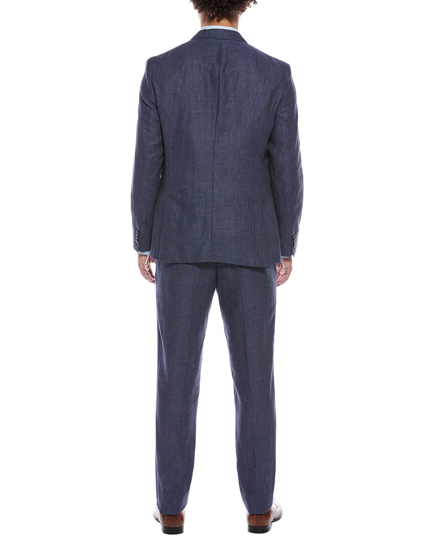 2pc linen & wool-blend suit with flat front pant