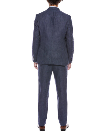 2pc linen & wool-blend suit with flat front pant